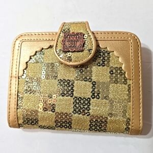 Anna Sui Gold Sequin Wallet/Card Holder